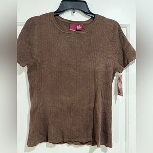 Brown Ribbed Women's Top